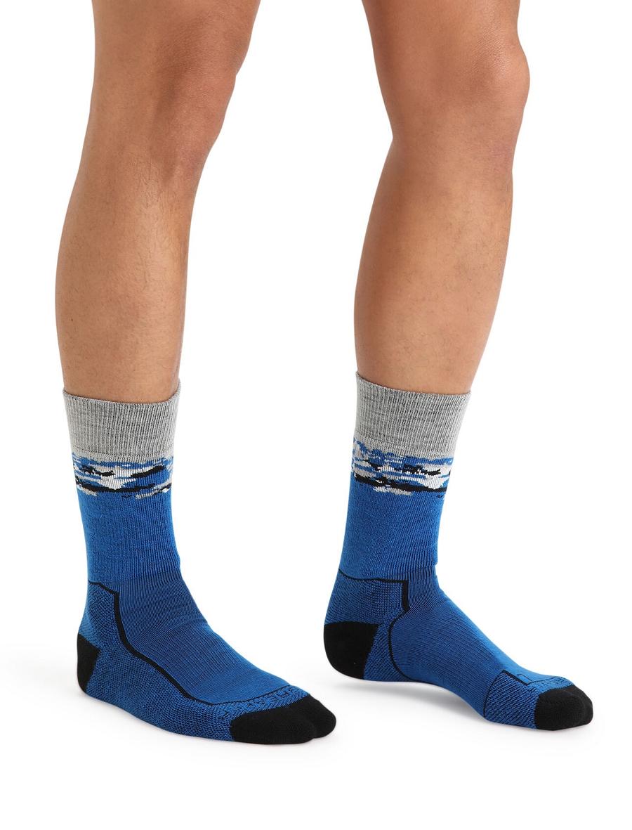 Men's Icebreaker Merino Hike+ Medium Crew Sedimentary Socks Lazurite / Black | CA 1945KORI